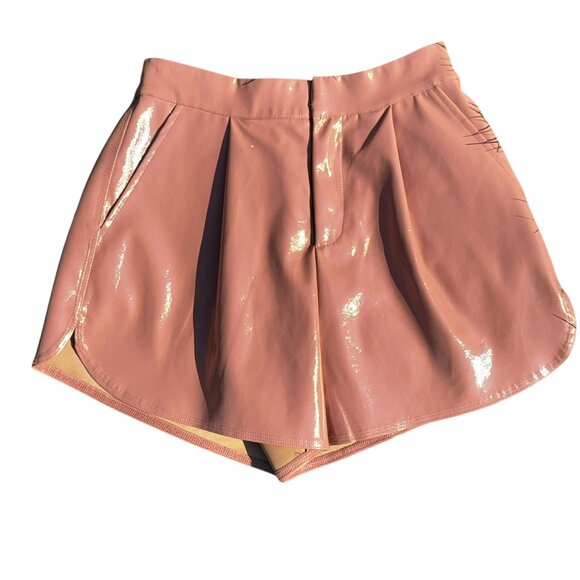 Like new GREY LAB High Waist Shiny Faux Leather Shorts in Dusty Rose Size Small - Picture 1 of 11